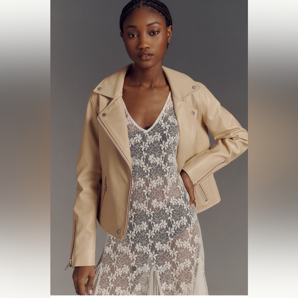 NWT The Saige Faux-Leather Moto Jacket